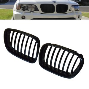 Front Kidney Grille Gloss Black BMW E53 X5 4DR pre Facelift 2000-2003 OEM FIT