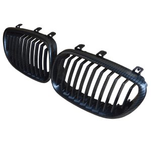 BMW E60 E61 5 SERIES FRONT KIDNEY SPORT GRILLE FOR 2004-2010 CARBON LOOK