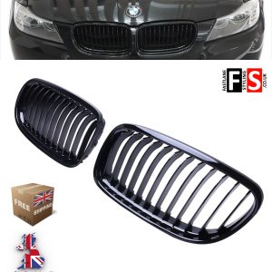 BMW E90 E91 3 SERIES 09-13 KIDNEY GRILLE LCI FACELIFT GLOSS BLACK 100% OEM FIT