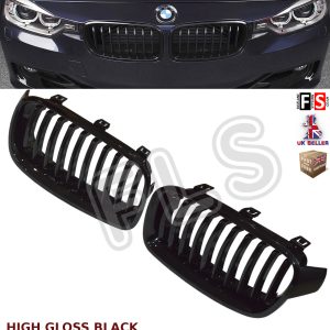 BMW 3 SERIES F30 F31 2011-2016 FRONT KIDNEY GRILLE GLOSS BLACK 100% OEM FIT