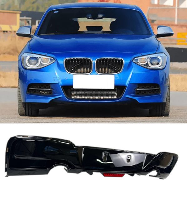 REAR DIFFUSER WITH F1 LIGHT M135 LOOK GLOSS BLACK FOR BMW 1 SERIES F20 F21 12-14