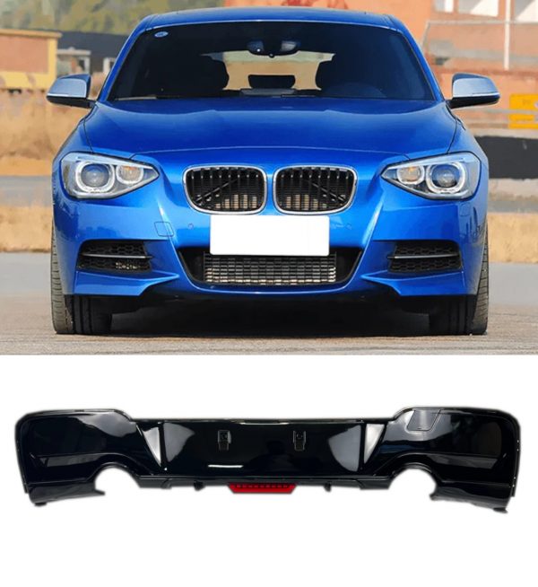 REAR DIFFUSER WITH F1 LIGHT M135 LOOK GLOSS BLACK FOR BMW 1 SERIES F20 F21 12-14 - Image 2
