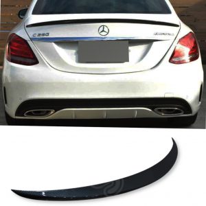 MERCEDES C CLASS W205 AMG STYL REAR TRUNK BOOT LIP SPOILER 15+ CARBON FIBRE LOOK