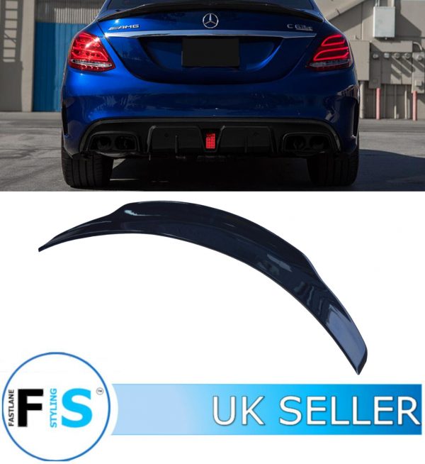 MERCEDES C CLASS C205 A205 DUCK SPOILER, B STYLE REAR DIFFUSER & TIPS GLOSS BLK - Image 6