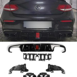 REAR DIFFUSER BRABUS STYLE GLOSS BLACK FOR MERCEDES C CLASS C205 COUPE 2015-2019