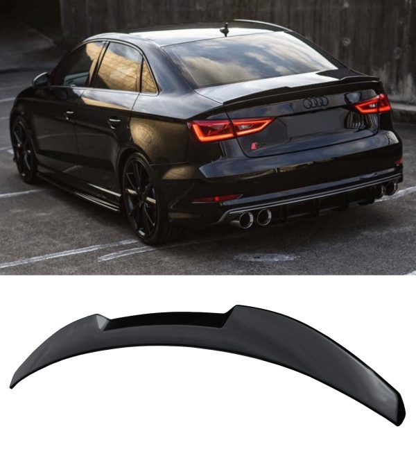 REAR SPOILER BOOT SPOILER V STYLE GLOSS BLACK FOR AUDI A3 S3 8V SALOON 2013-2020