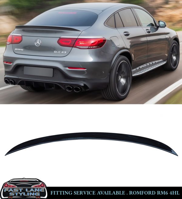 REAR BOOT SPOILER AMG STYLE GLOSS BLACK FOR MERCEDES GLC C253 COUPE FACELIFT 2019-2023 - Image 3