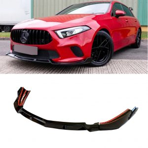 MERCEDES A CLASS NON AMG W177 V177 3 PIECE FRONT LIP SPLITTER GLOSS BLACK 2019+