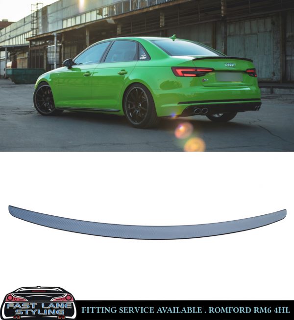 REAR BOOT TRUNK SPOILER S4 STYLE CARBON FIBRE LOOK FOR AUDI A4 B9 2016+ - Image 2