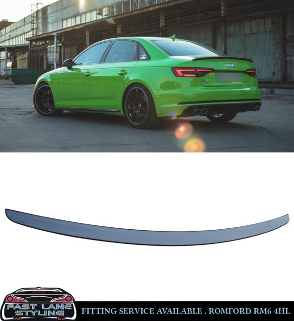 REAR BOOT TRUNK SPOILER S4 STYLE CARBON FIBRE LOOK FOR AUDI A4 B9 2016+