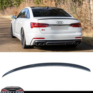 AUDI A6 C8 REAR BOOT TRUNK LIP SPOILER S6 STYLE CARBON FIBRE LOOK 2018+ OEM FIT
