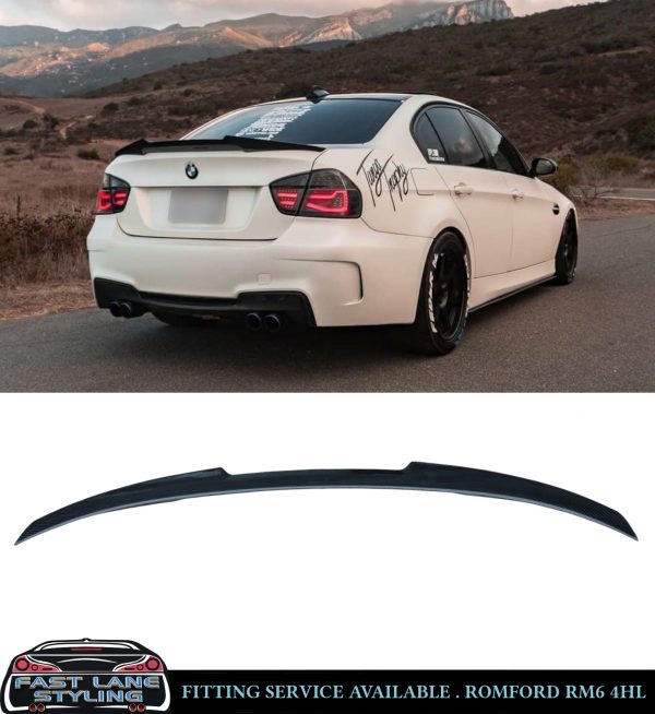 REAR BOOT TRUNK SPOILER V STYLE CARBON FIBRE LOOK FOR BMW 3 SERIES E90 2005-2011 - Image 5