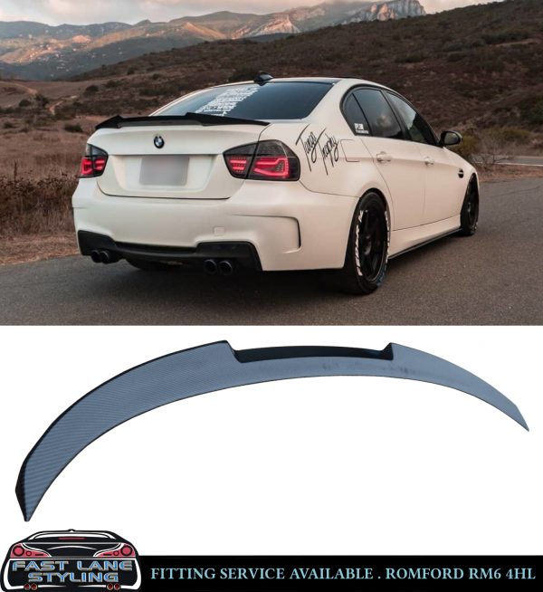 REAR BOOT TRUNK SPOILER V STYLE CARBON FIBRE LOOK FOR BMW 3 SERIES E90 2005-2011