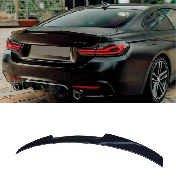 BMW 4 SERIES COUPE F32 GLOSS BLACK M4 V STYLE REAR BOOT TRUNK SPOILER 2013-2020 - Image 3
