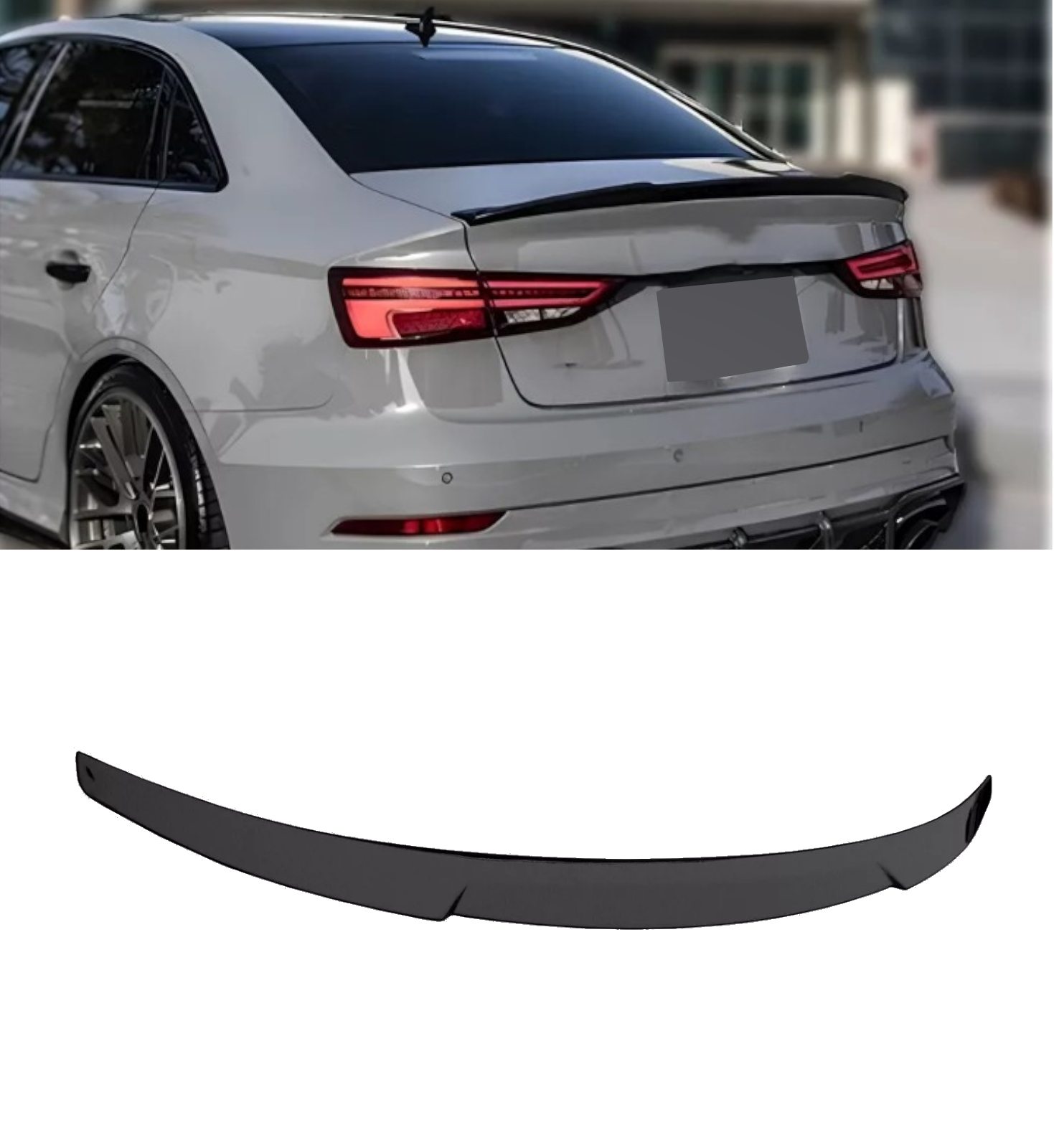 AUDI A3 8Y SALOON REAR BOOT TRUNK SPOILER V STYLE GLOSS BLACK 2020+ OEM FIT - Image 2
