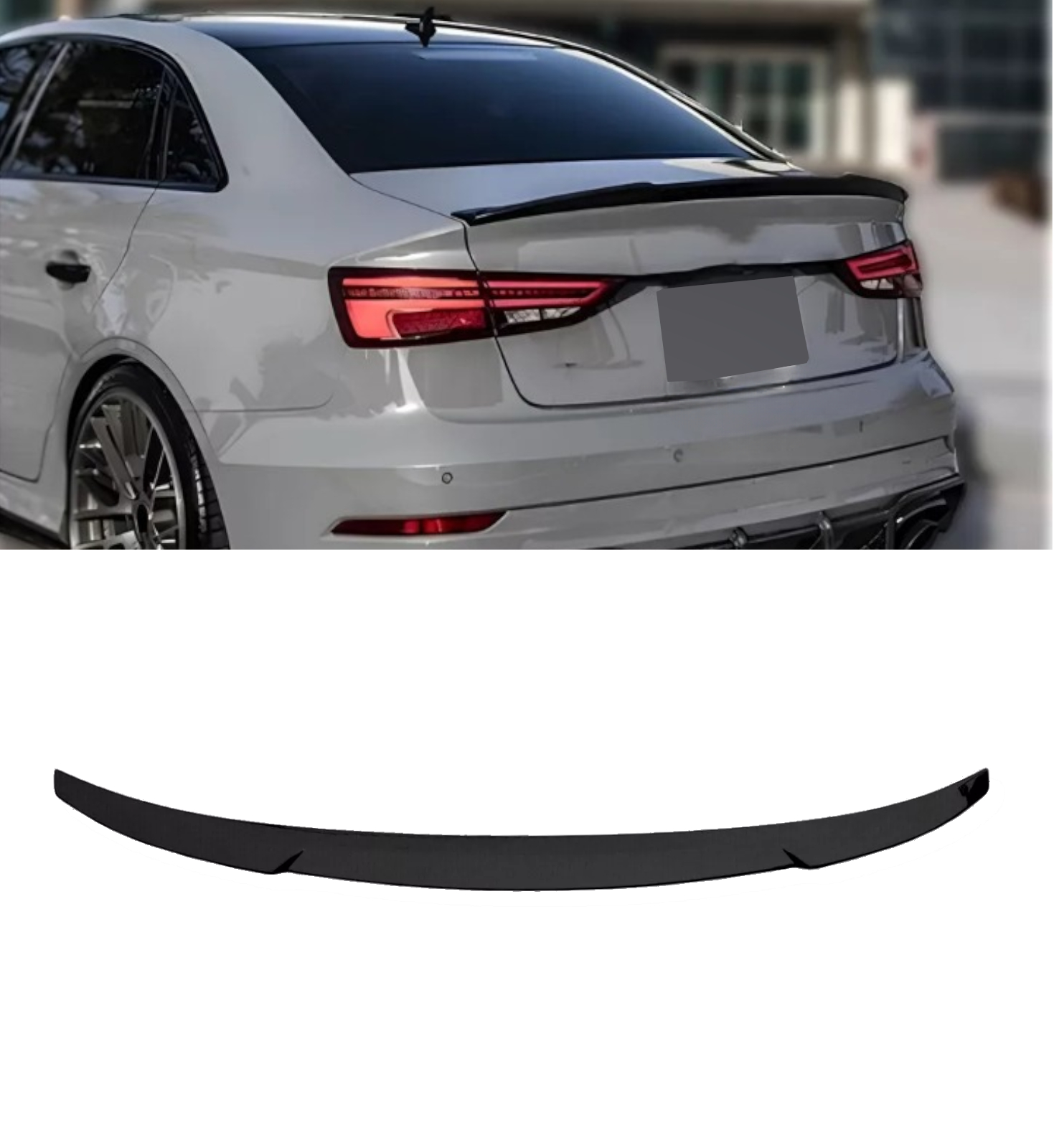 AUDI A3 8Y SALOON REAR BOOT TRUNK SPOILER V STYLE GLOSS BLACK 2020+ OEM FIT