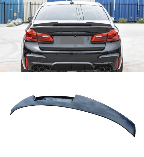 REAR SPOILER BOOT SPOILER V STYLE GLOSS BLACK FOR BMW 5 SERIES G30 2017+ - Image 2