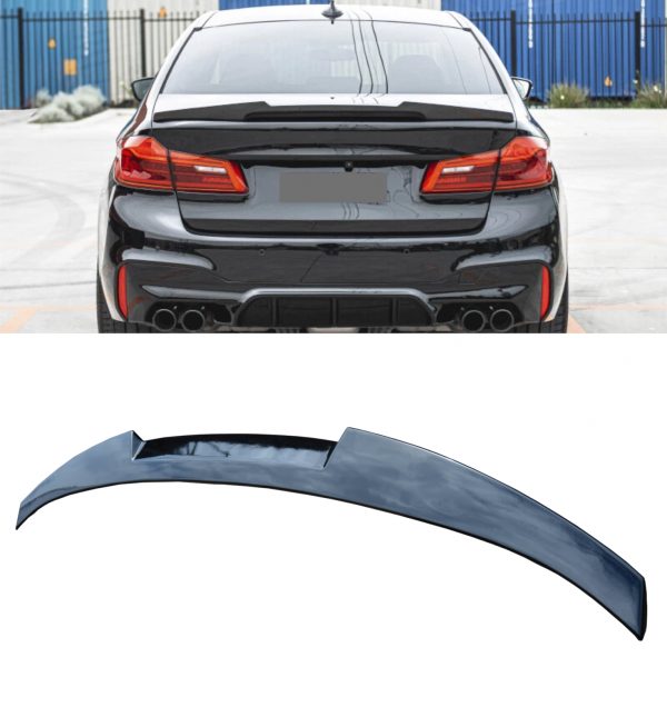 REAR SPOILER BOOT SPOILER V STYLE GLOSS BLACK FOR BMW 5 SERIES G30 2017+ - Image 4