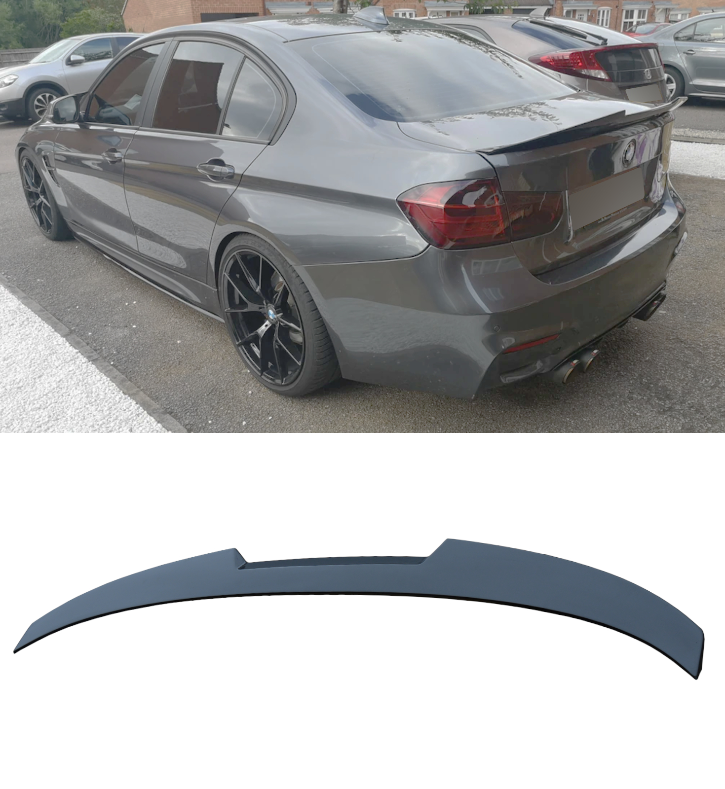 BDBO Gloss Black PSM Style Rear Trunk Spoiler For BMW F30 Sedan (2012-2018) & F80 M3 (2014-2019) – Duckbill High Kick, Self-Adhesive