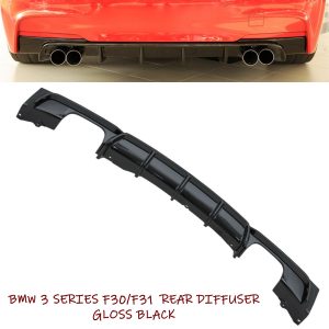 BMW 3 SERIES F30 F31 M-SPORT PERFORMANCE QUAD REAR DIFFUSER VALANCE GLOSS BLACK