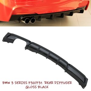 BMW 3 SERIES F30 F31 M PERFORMANCE REAR BUMPER DIFFUSER TWIN EXHAUST GLOSS BLACK
