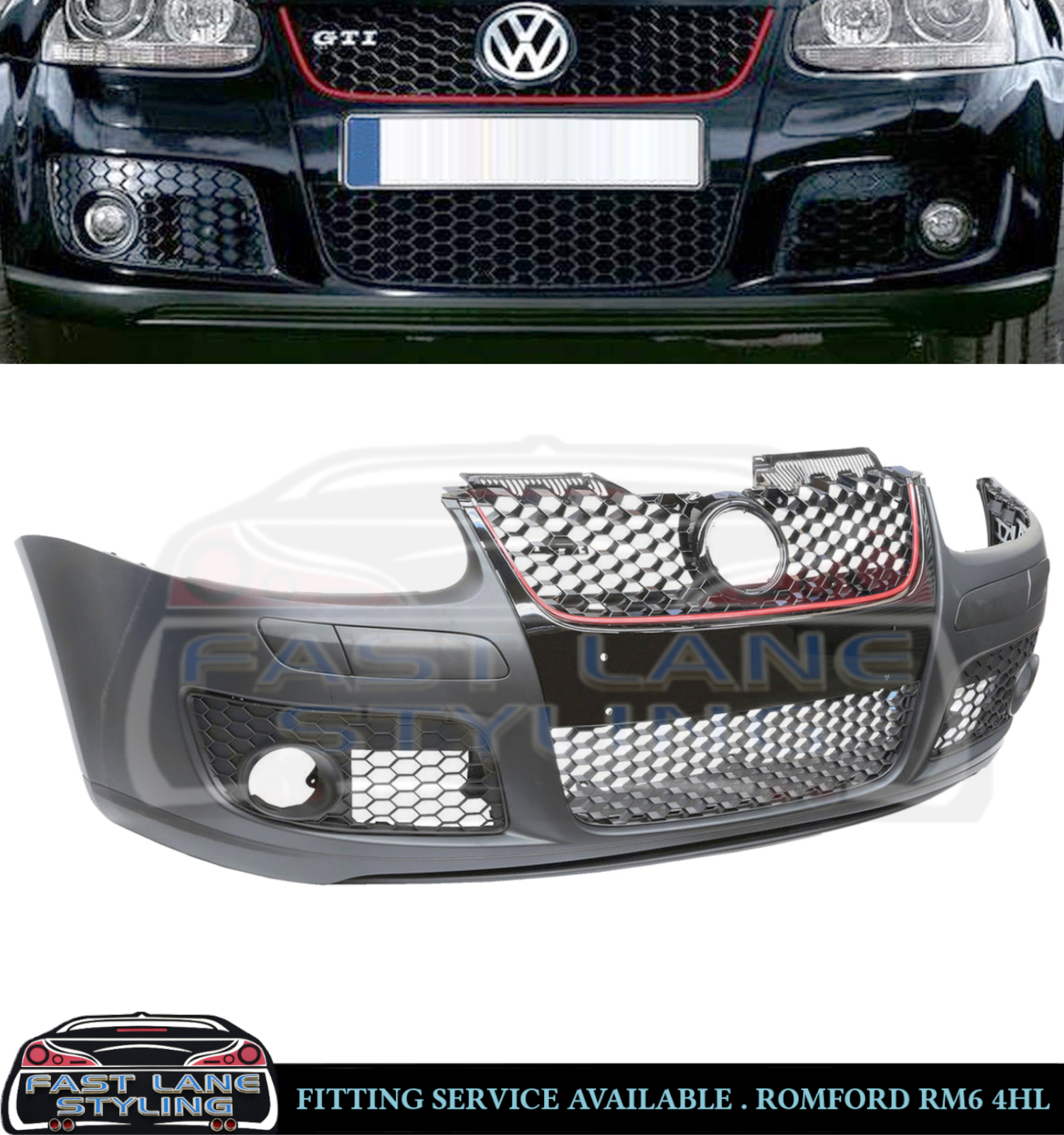 VW GOLF MK5 GTI TDI TSI FSI FRONT BUMPER GRILLE & FOG LAMP BODY KIT 2003-2009 100% OEM FIT