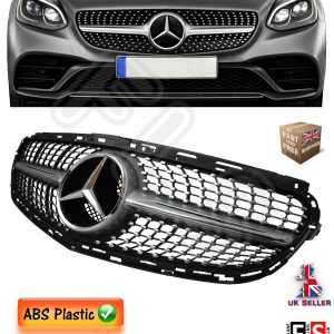 DIAMOND E63AMG LOOK FRONT GRILLE MERCEDES E CLASS W212 2014 UP CHROME BADGE