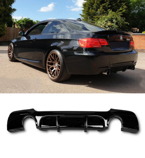 REAR DIFFUSER 335i LOOK GLOSS BLACK FOR BMW 3 SERIES E92 E93 2006-2013