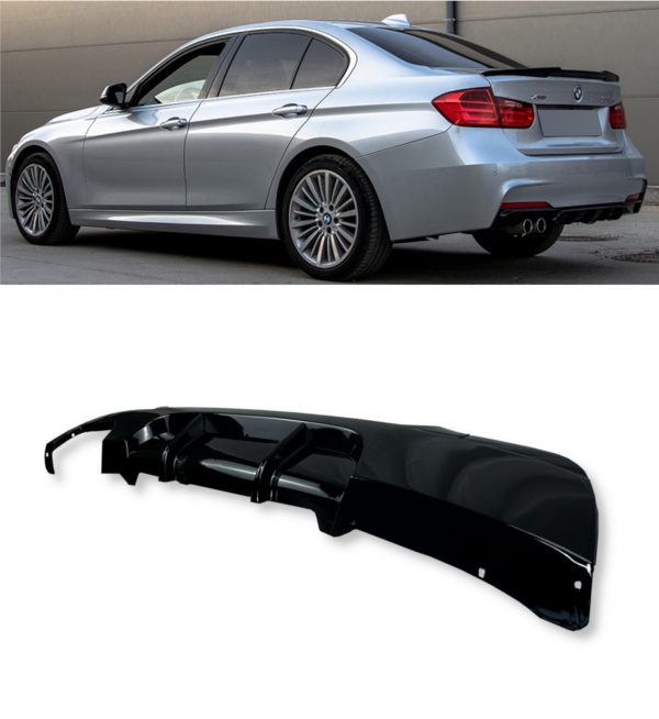 REAR DIFFUSER WITHOUT LED LIGHT GLOSS BLACK FOR BMW 3 SERIES E92 E93 2005-2011 - Image 2
