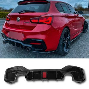 REAR DIFFUSER WITH LED LIGHT 135i/140i LOOK GLOSS BLACK FOR BMW 1 SERIES F20 F21