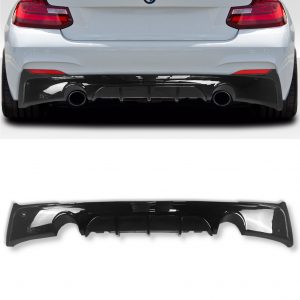 DUAL REAR DIFFUSER M240 LOOK GLOSS BLACK FOR BMW 2 SERIES F22 F23 2014-2020