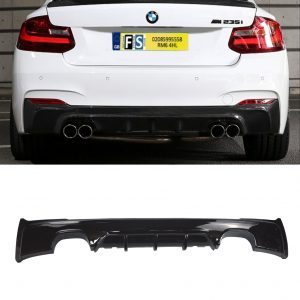 QUAD REAR DIFFUSER M PERFORMANCE STYLE GLOSS BLACK FOR BMW 2 SERIES F22 F23