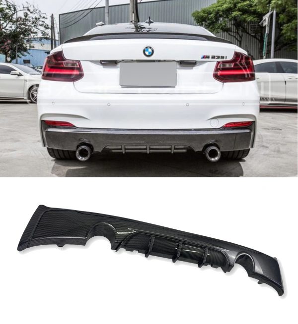 REAR DIFFUSER M240i STYLE CARBON LOOK FOR BMW 2 SERIES F22 F23 2014-2020 - Image 2