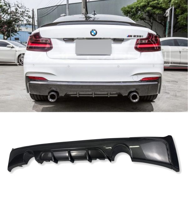 REAR DIFFUSER M240i STYLE CARBON LOOK FOR BMW 2 SERIES F22 F23 2014-2020 - Image 3