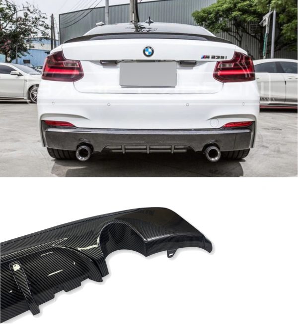REAR DIFFUSER M240i STYLE CARBON LOOK FOR BMW 2 SERIES F22 F23 2014-2020 - Image 4