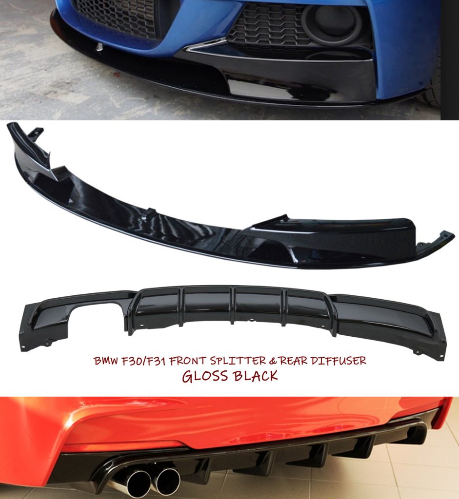BMW 3 SERIES F30 F31 FRONT DIFFUSER SPLITTER & REAR BUMPER DIFFUSER ...