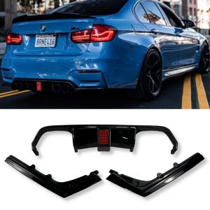 REAR DIFFUSER GLOSS BLACK WITH F1 LIGHT V STYLE FOR BMW M3 M4 F80 F82 F83