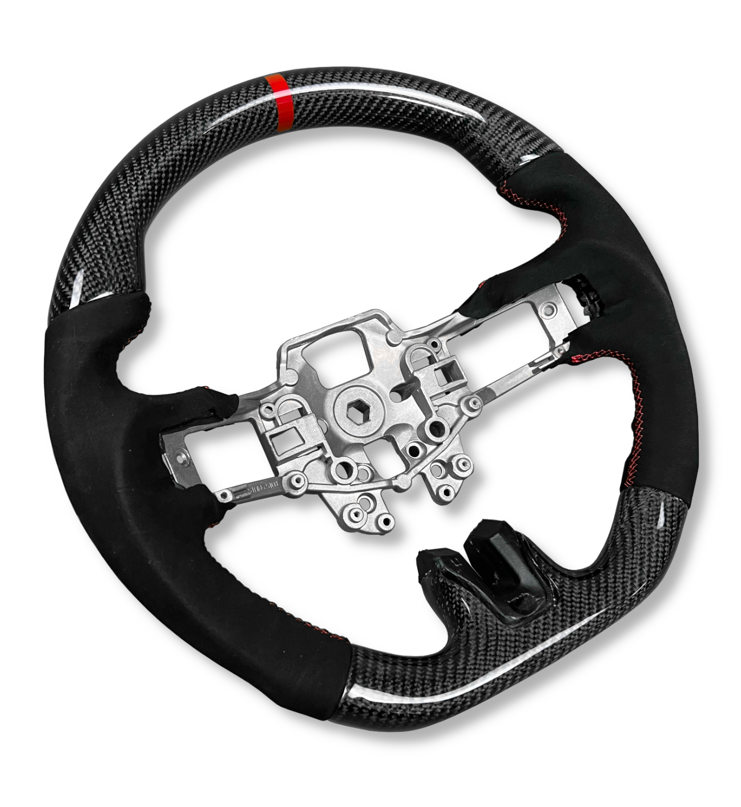 CARBON FIBRE & ALCANTARA STEERING WHEEL WITH RED STITCHING FOR FORD MUSTANG S550 2015-2019 - Image 3