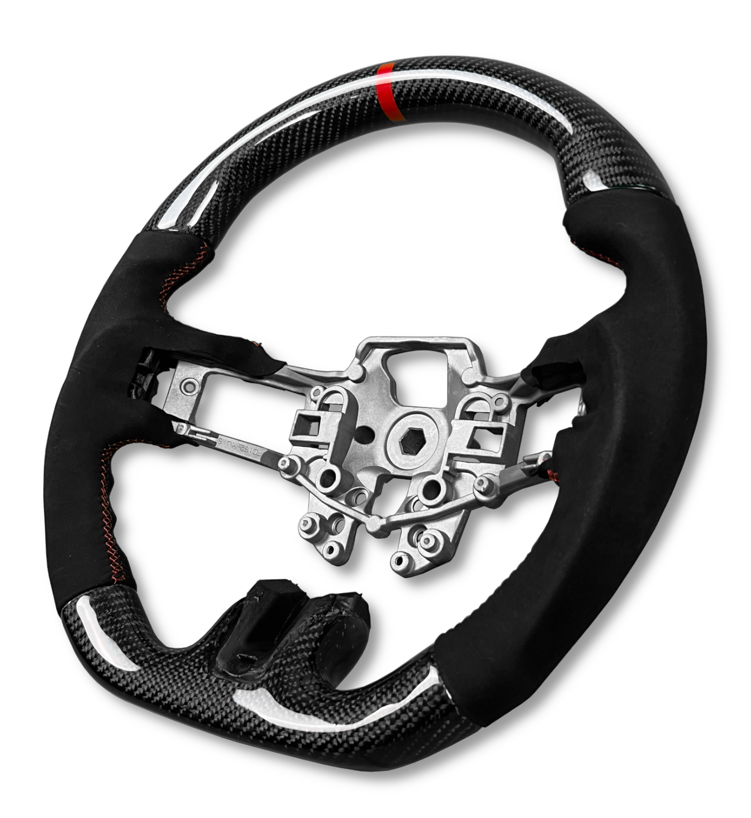 CARBON FIBRE & ALCANTARA STEERING WHEEL WITH RED STITCHING FOR FORD MUSTANG S550 2015-2019