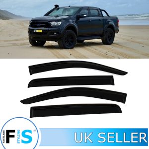 FORD RANGER T6 T7 TINTED BLACK WIND DEFLECTORS