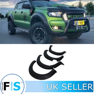 WIDE WHEEL ARCH FENDER FLARES 9" MATTE BLACK FOR FORD RANGER T7 WILDTRAK 2015-19
