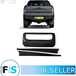 FORD RANGER T6 T7 T8 TAILGATE REAR BOOT DOOR HANDLE COVER SURROUND CARBON LOOK