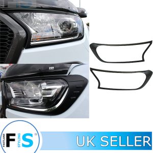 FRONT HEADLIGHT COVER PROTECTOR TRIM MATTE BLACK FOR FORD WILDTRUCK T7 2015-2020