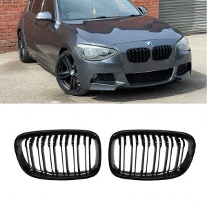 FRONT KIDNEY GRILLE GLOSS BLACK FOR BMW 1 SERIES F20 F21 PRE-FACELIFT 2012-2014