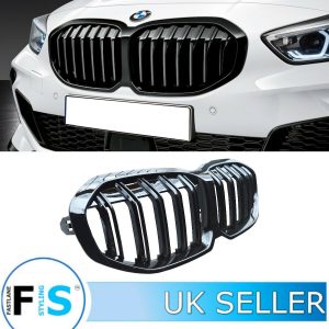 BMW 1 SERIES F40 DOUBLE SLAT M SPORT FRONT GRILLE GLOSS BLACK 2019+