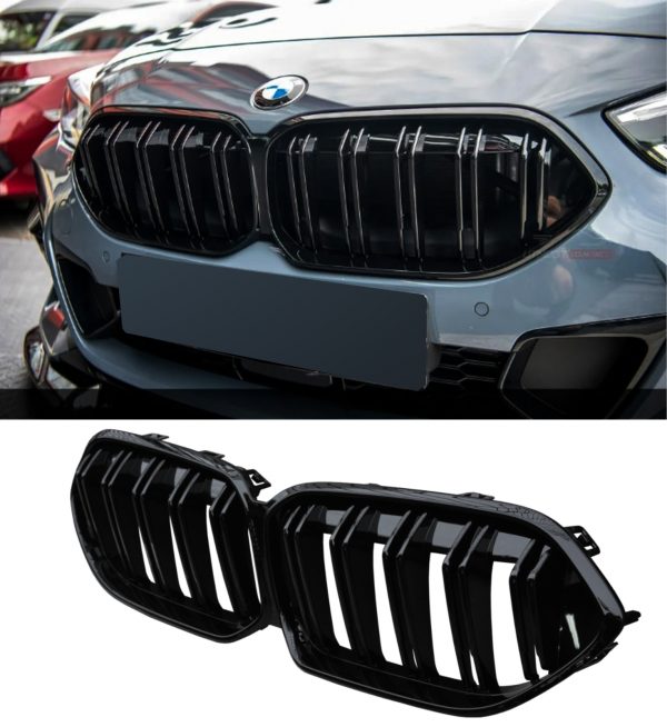 DOUBLE SLAT FRONT KIDNEY GRILLE GLOSS BLACK FOR BMW 2 SERIES GRAN COUPE F44 20+ - Image 3