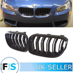FRONT GRILLE DOUBLE SLAT GLOSS BLACK FOR BMW 3 SERIES E92 E93 FACELIFT 2010-2013