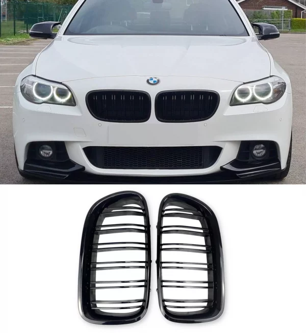 BMW 5 SERIES F10 F11 FRONT KIDNEY GRILLE GLOSS BLACK 2010-2017 GRILLES - Image 4