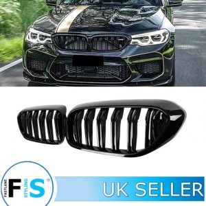 FRONT KIDNEY GRILLE DOUBLE SLAT GLOSS BLACK FOR BMW 5 SERIES G30 G31 PRE-LCI