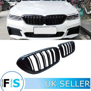BMW 6 SERIES G32 DOUBLE SLAT FRONT KIDNEY GRILLE GLOSS BLACK 2017-20 OEM FIT